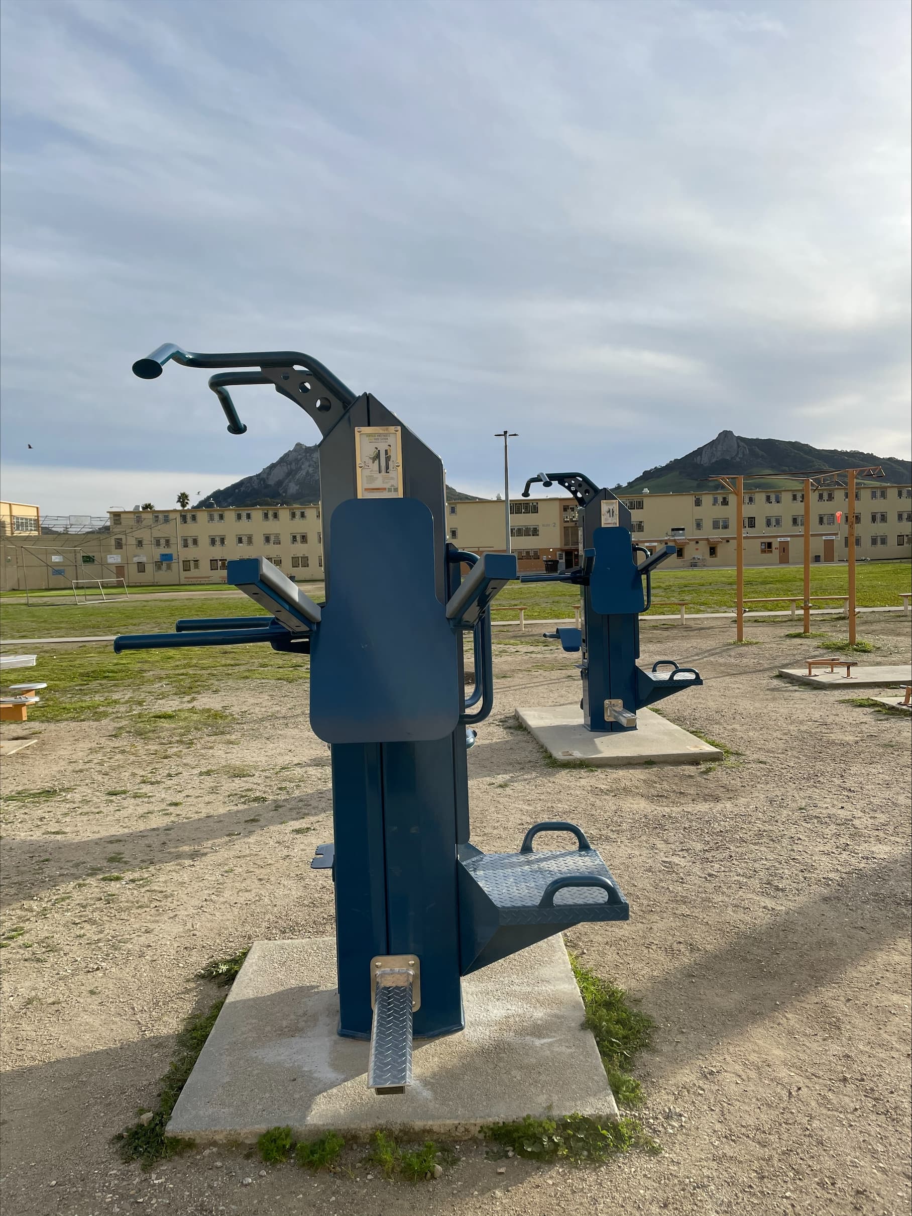 Outdoor-Fit machines installed in a correctional recreation area.